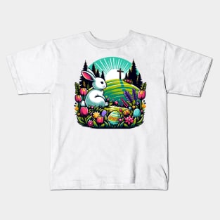 Tranquil Easter Dawn Bunny Kids T-Shirt